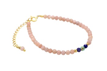 Bransoletka z naturalnych kamieni ze srebrnym zapięciem i łańcuszkiem przedłużającym, biżuteria Brazi.