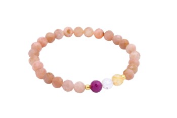 Bransoletka z fasetowanych kamieni naturalnych ze złotymi przekładkami na elastycznej gumce, biżuteria Brazi