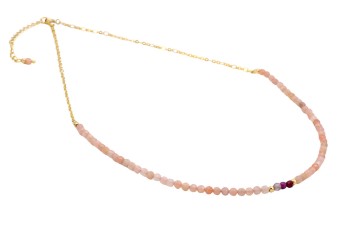 Naszyjnik z kamieni naturalnych na pozłacanym łańcuszku z regulowanym zapięciem, biżuteria Brazi