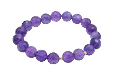 Bransoletka z naturalnego ametystu z fasetowanymi koralikami i złotymi dodatkami, biżuteria marki Brazi