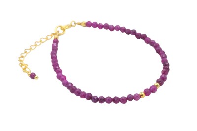 Bransoletka z naturalnych fasetowanych rubinów ze złotym zapięciem i elementem ozdobnym, biżuteria Brazi