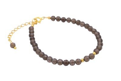 Bransoletka z fasetowanym kwarcem dymnym i złotym zapięciem typu federing, biżuteria naturalna Brazi