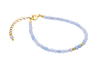 Bransoletka z naturalnego akwamarynu o fasetowanym szlifie z pozłacanym zapięciem, biżuteria Brazi