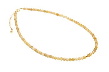 Naszyjnik z naturalnym cytrynem na pozłacanym łańcuszku z regulacją, biżuteria Brazi
