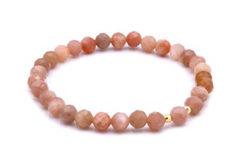 Bransoletka z naturalnego kamienia słonecznego z fasetowanych koralików i złotych elementów, biżuteria Brazi