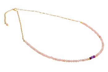 Naszyjnik ze złotego łańcuszka i naturalnych kamieni z koralikami, biżuteria Brazi