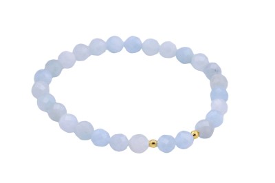 Bransoletka z naturalnego akwamarynu z pozłacanymi elementami, biżuteria marki Brazi