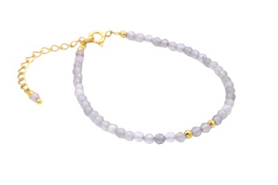 Bransoletka z fasetowanym labradorytem i złotym zapięciem na karabińczyk, biżuteria Brazi