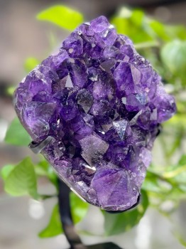 Dekoracyjna szczotka ametystu o intensywnej fioletowej barwie, naturalne kryształy marki Brazi.