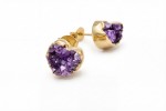 Kolczyki Ametyst Druza Serce sztyft
