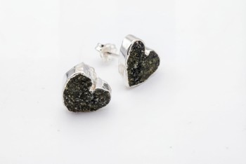 Kolczyki Agat Druza Serce sztyft