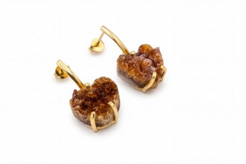 Kolczyki Cytryn Druza Serce wiszące