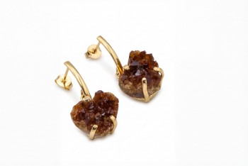 Kolczyki Cytryn Druza Serce wiszące