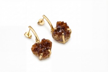 Kolczyki Cytryn Druza Serce wiszące