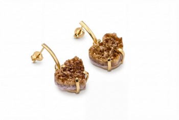 Kolczyki Cytryn Druza Serce wiszące