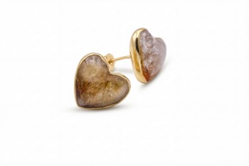 Kolczyki Cytryn Serce Szlifowane sztyft