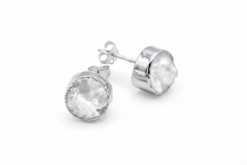 Kolczyki Kryształ Górski Druza sztyft