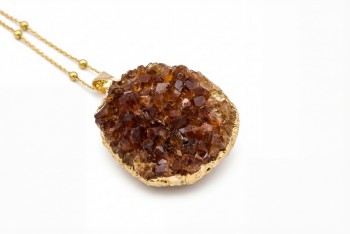 Naszyjnik Szczotka Cytrynu złocony