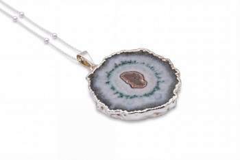 Naszyjnik Ametyst Stalaktyt srebro