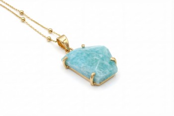 Naszyjnik Amazonit złocony