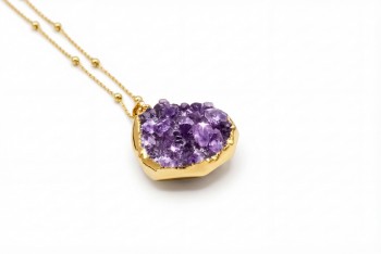 Naszyjnik Ametyst Szczotka złocony