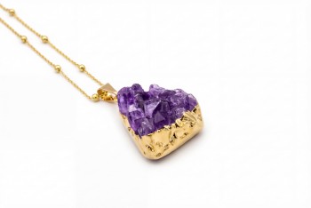 Naszyjnik Ametyst Szczotka złocony