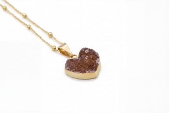 Naszyjnik Agat Druza Serduszko małe złocony