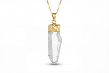 Naszyjnik z surowym kryształem górskim na klasycznym łańcuszku, marka Brazi