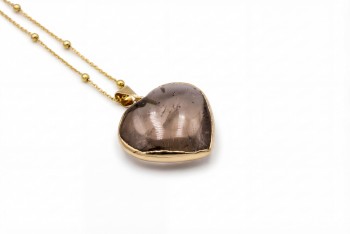 Naszyjnik Kwarc Dymny Serce Szlifowane Duże