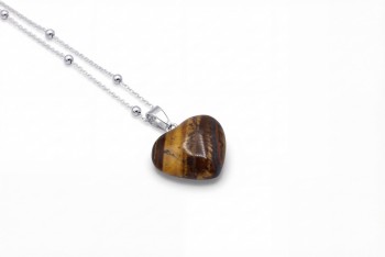 Naszyjnik Tygrysie Oko Serce Szlifowane Małe