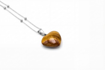 Naszyjnik Tygrysie Oko Serce Szlifowane Małe