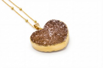 Naszyjnik Agat Serce Druza złocony