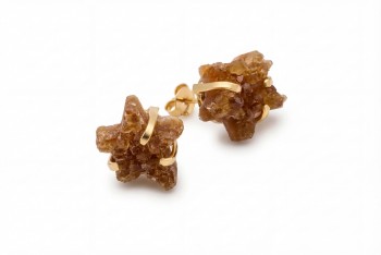 Kolczyki z naturalnego cytrynu w kształcie gwiazdek na sztyftach, biżuteria Brazi