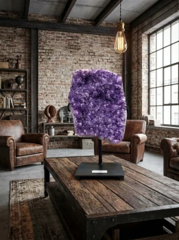 Szczotka ametystu na podstawce nr. 118 - aranżacja wnętrza