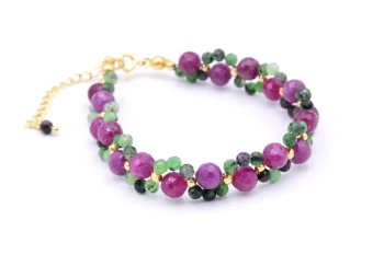 Bransoletka Kwiatek Rubin i Zoisyt