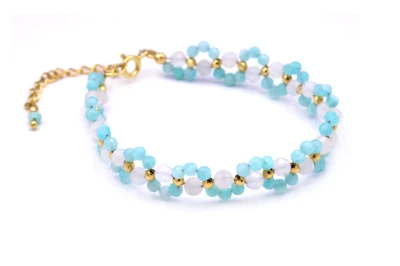 Bransoletka Kwiatek Amazonit i Kamień Księżycowy