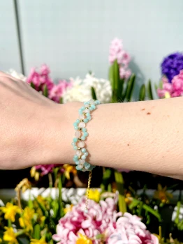 Bransoletka Kwiatek Amazonit i Kamień Księżycowy