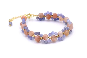 Bransoletka Kwiatek Tanzanit i Kamień Słoneczny