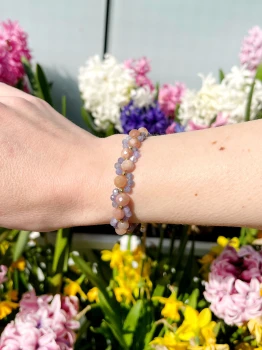 Bransoletka Kwiatek Tanzanit i Kamień Słoneczny