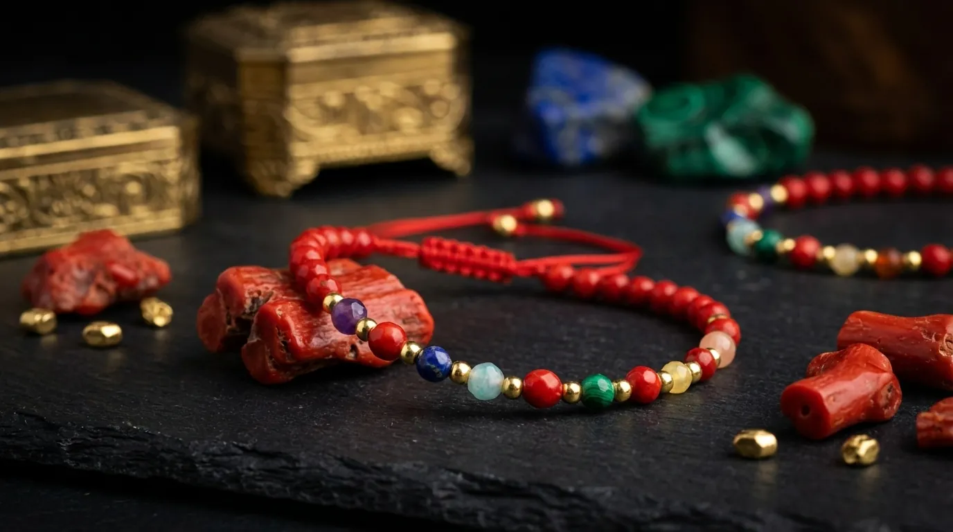 Naszyjnik z naturalnym koralem w oprawie ze złota