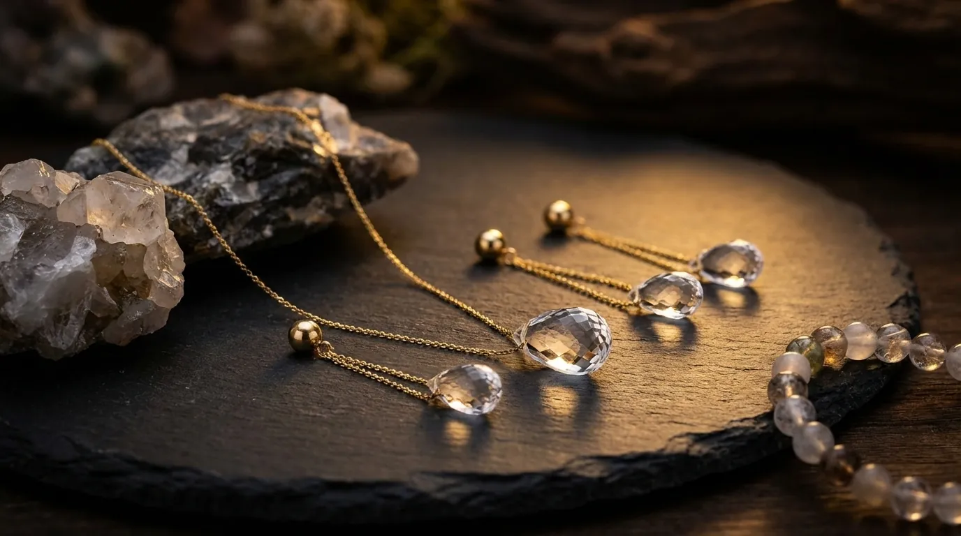 Naszyjnik z surowym kryształem górskim