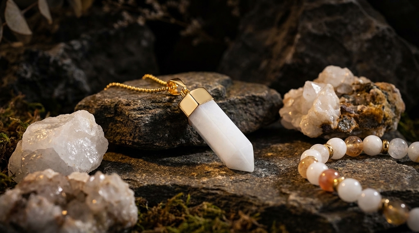 Surowy kwarc biały w naturalnym otoczeniu