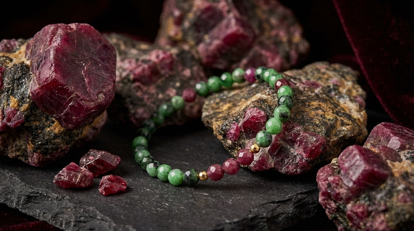 Surowy rubin naturalny w skale matczystej