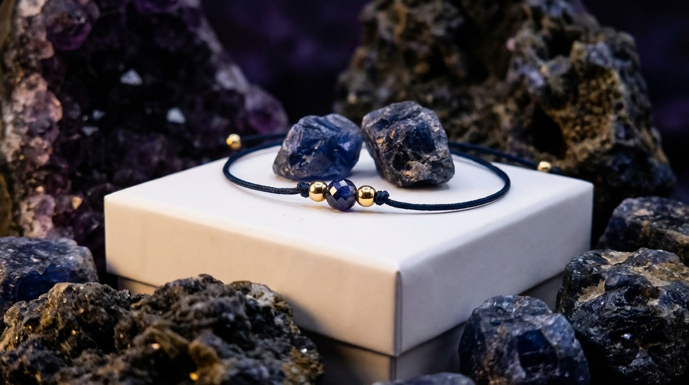 Surowy kryształ szafiru na tle naturalnych skał, symbolizujący potęgę i trwałość minerału