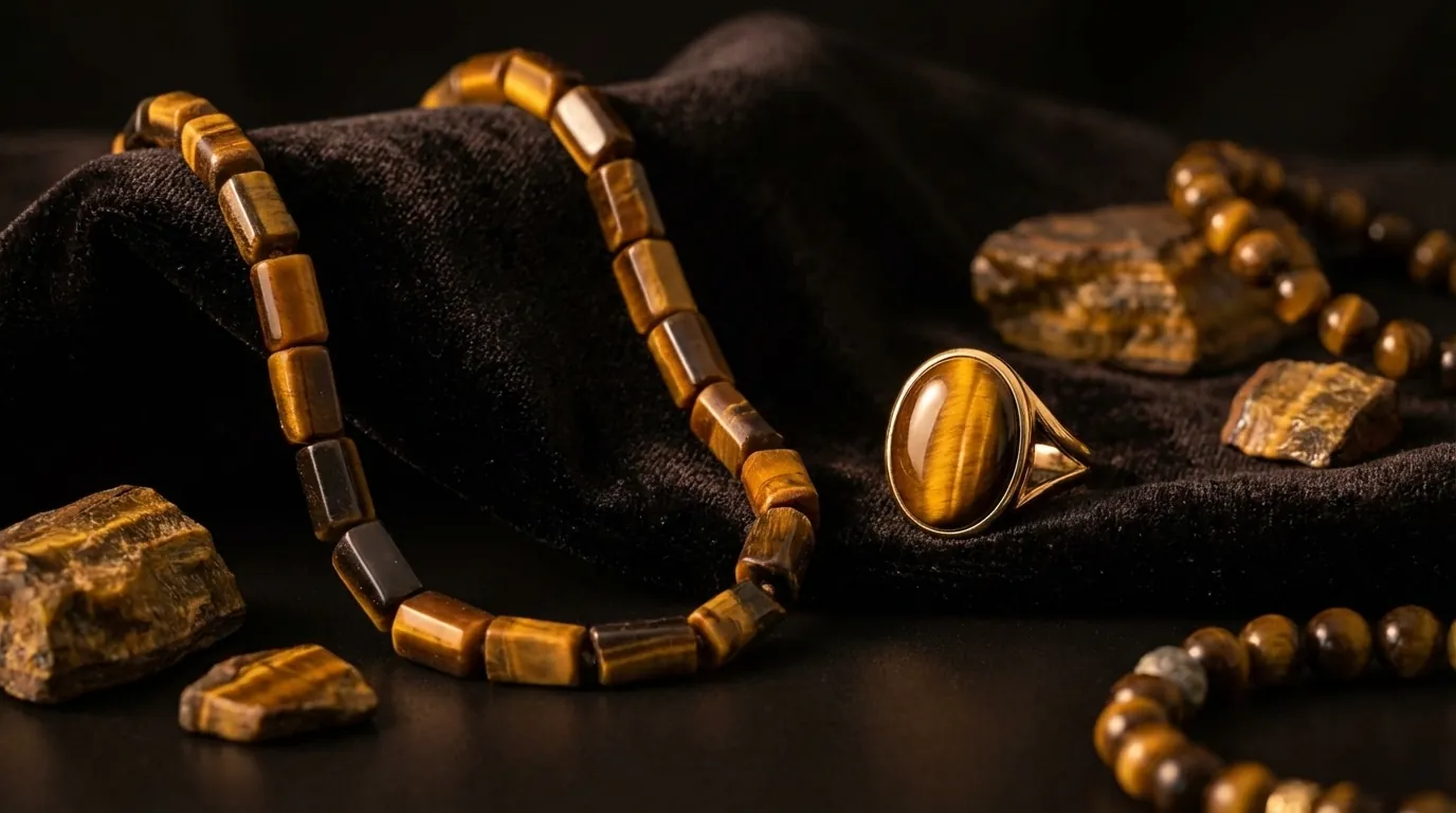 Elegancki pierścionek ze złocistym tygrysim okiem