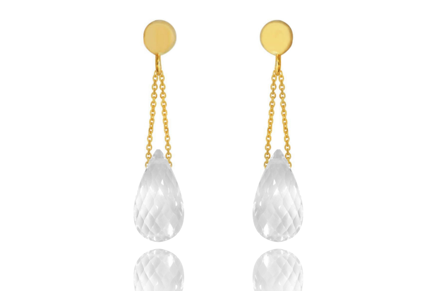 Kolczyki Kryształ Górski Krople 