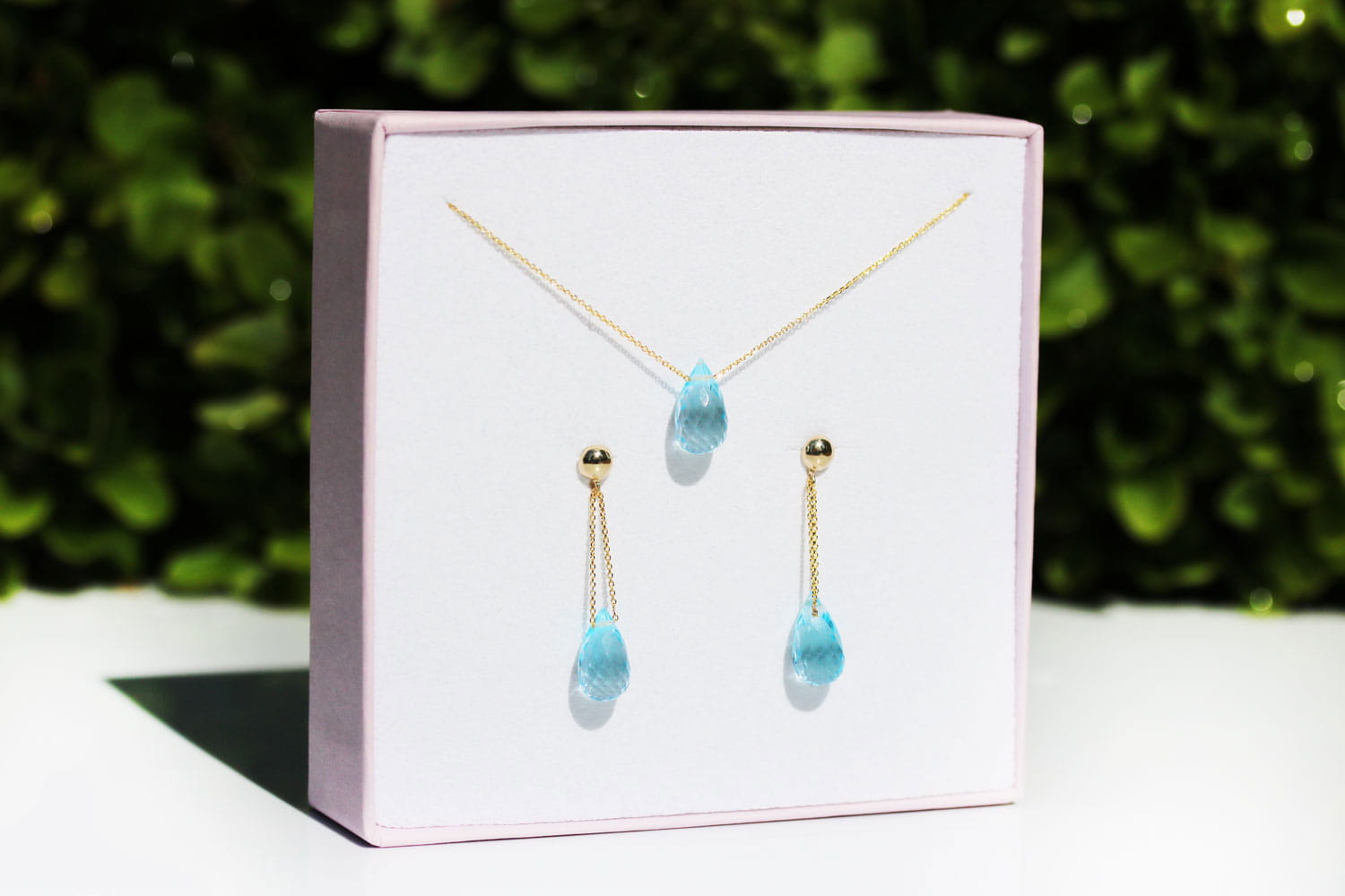 Komplet Topaz Sky Blue Krople