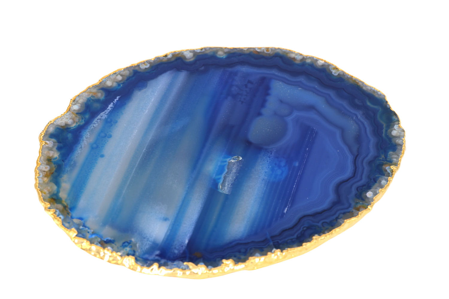 Podstawka z agatu niebieska złocona