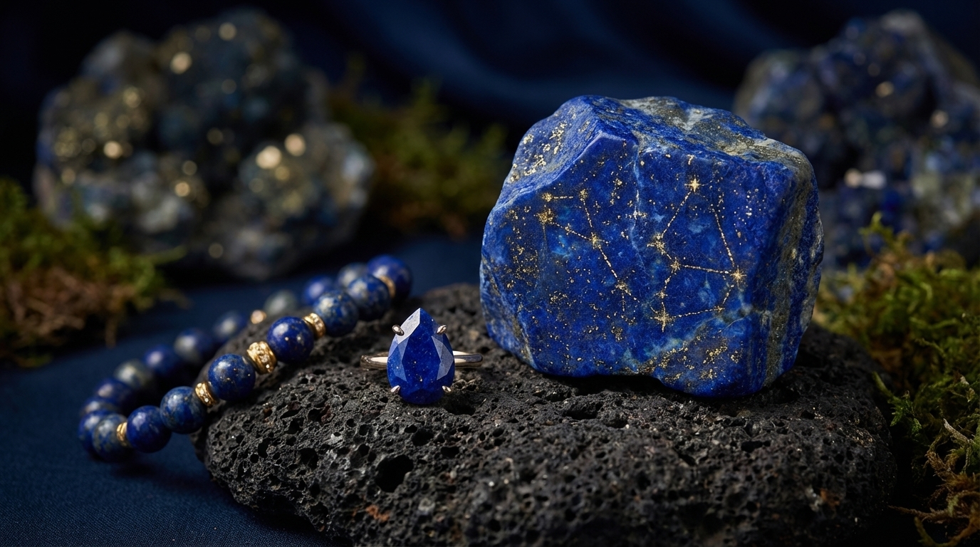 Pierścionek Lapis Lazuli 6 ct. Kropla
