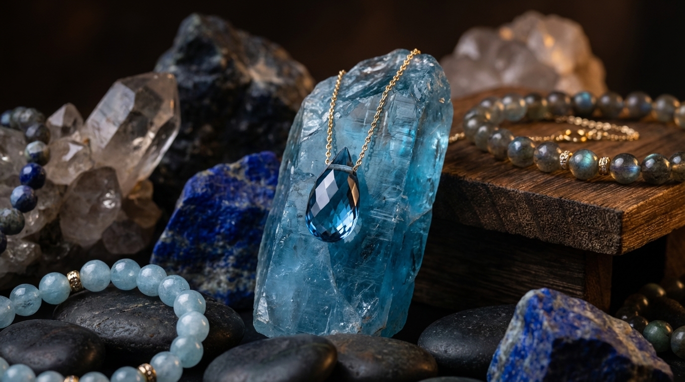 Naszyjnik Topaz London Blue Kropla